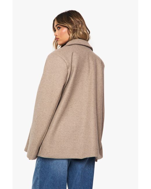 Boohoo Natural Wool Look Oversized Blazer Jacket