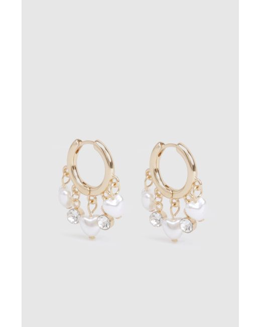 Pendientes De Aro Con Perlas Boohoo de color Black