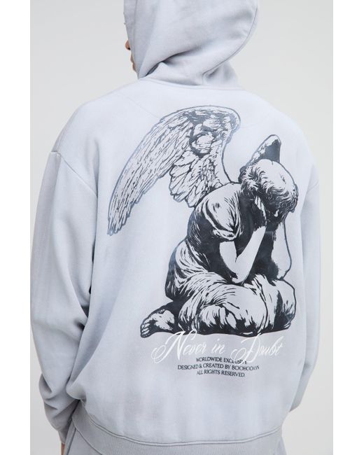 Sudadera Oversize Con Capucha Boohoo de color Gray
