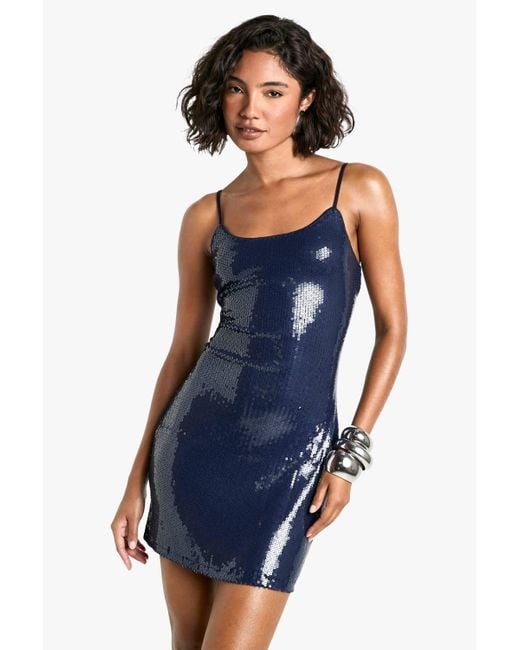 blue bodycon hoco dress Sexy V-Neck Sequin Mini Blue Homecoming Dress RJ10892 main image 1
