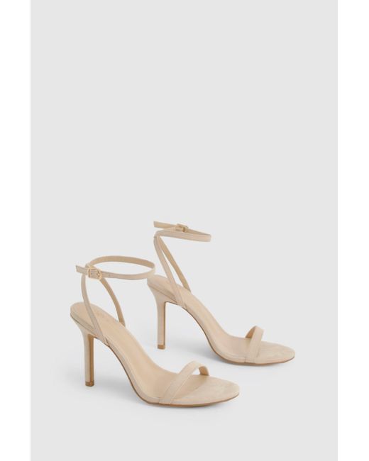 Boohoo Natural Wide Fit Faux Suede Barely There Heels