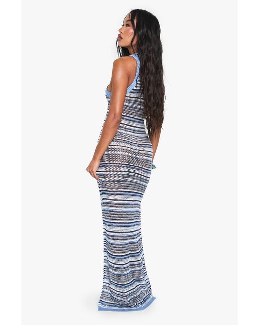 boohoo beach dress boohoo Women's Abstract Print Sheer Mesh Mini Beach Dress in Blue | Size: 8