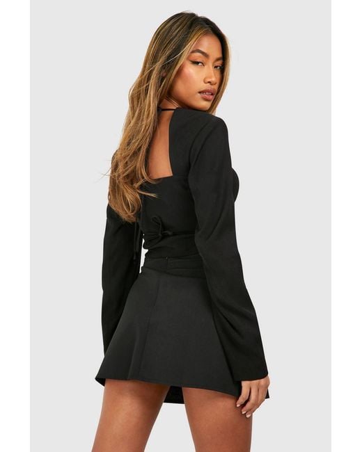 Boohoo Black Wrap Skort