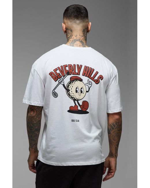 Boohoo Gray Tall Oversized Beverley Hills Golf Cartoon Graphic T-Shirt