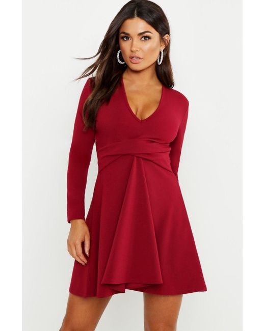 plunge neck skater dress
