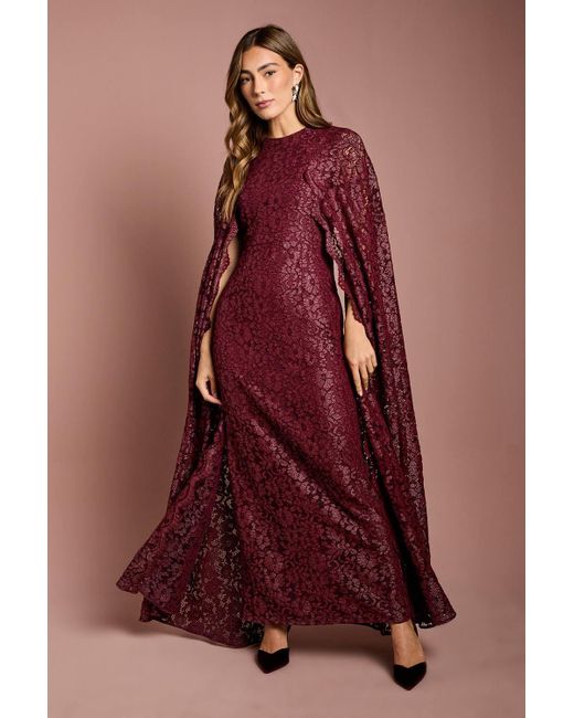Coast Red Lace Cape Gown