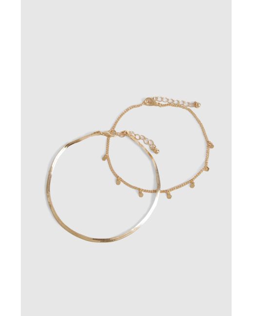 Boohoo White 2 Pack Gold Chain Anklet