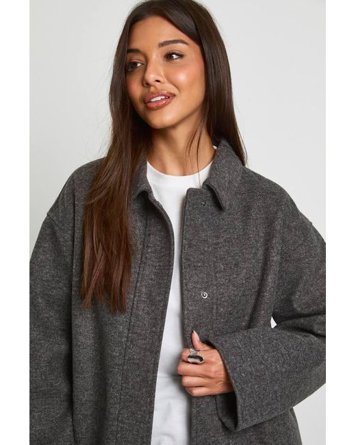 Boohoo Blue Wool Look Shacket