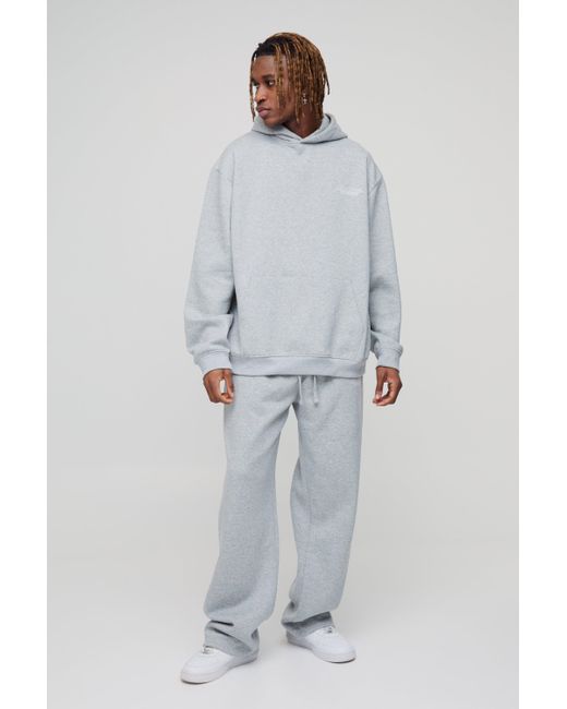 BoohooMAN Gray Tall Oversized Homme Hooded Split Hem Tracksuit for men