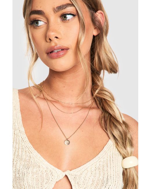 Pack De 3 Collares A Capas Con Colgantes Dorados Boohoo de color Natural
