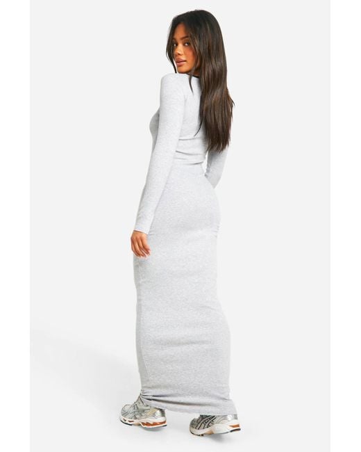 Boohoo White Contrast Binding Notch Detail Maxi Dress