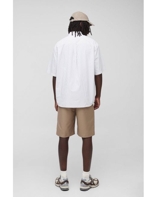 BoohooMAN Gestreiftes super Oversize Hemd mit langen Ärmeln in White für Herren