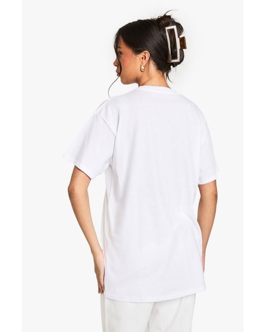 Boohoo White Washed Breakfast Club Oversized Printed T-Shirt