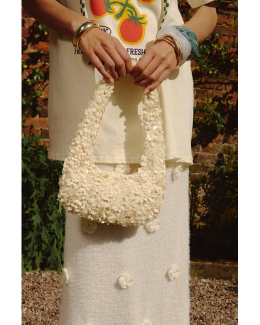 Boohoo Natural Sequin Embellished Shoulder Bag