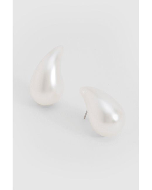 Boohoo White Pearl Tear Drop Earrings