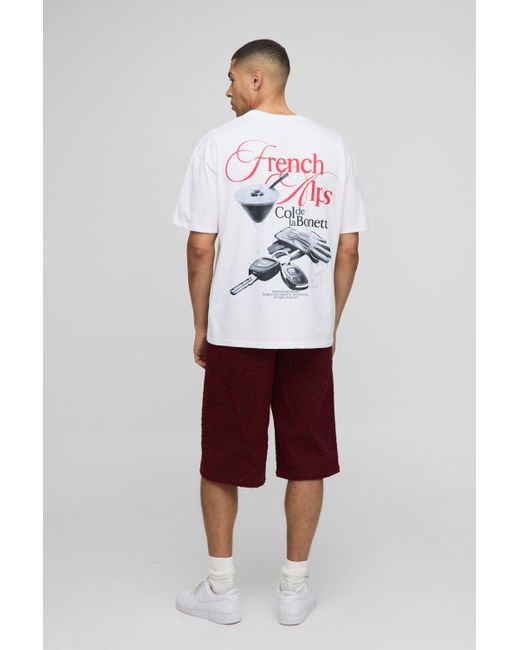 BoohooMAN Oversize T-Shirt mit abstraktem Print in White für Herren