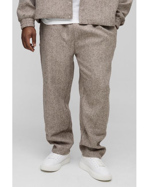 Boohoo Gray Plus Straight Leg Boucle Elasticated Waist Pants
