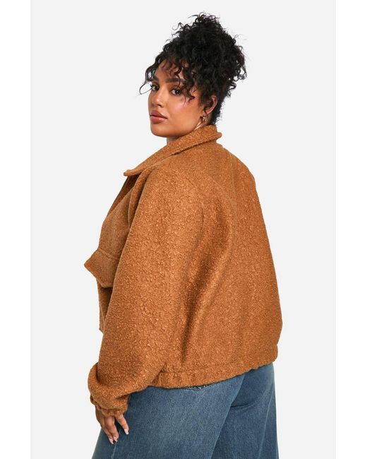 Boohoo Natural Plus Collared Boucle Jacket