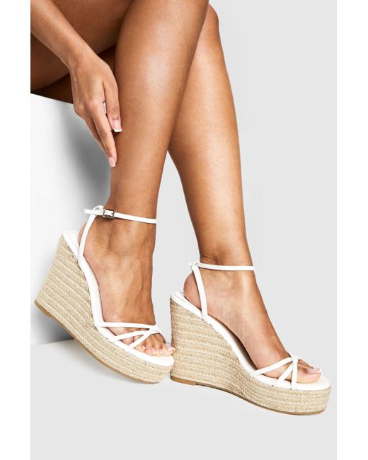 Boohoo Natural Crossover Strap Wedges