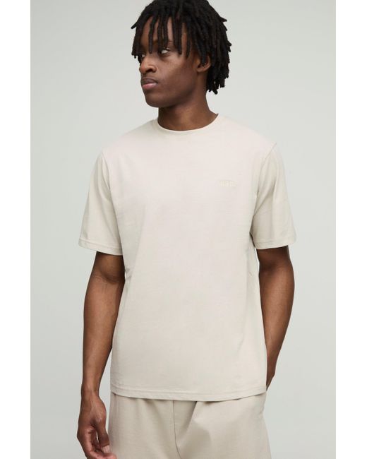 Hombre. Camiseta Básica Con Cuello De Caja Boohoo de color Natural