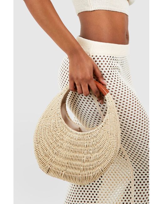 Boohoo Natural Structured Straw Bag