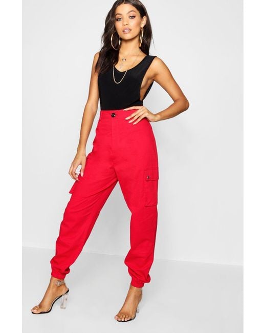 red cargo trousers womens
