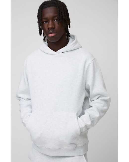 BoohooMAN Gray Basic Regular Fit Over The Head Hoodie for men