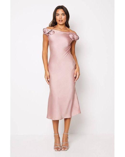 Coast Women's Pink Rose Shoulder Bias Cut Midi Wedding Guest Dress - www.disolcolor.com Coast Women's Pink Rose Shoulder Bias Cut Midi Wedding Guest Dress - www.disolcolor.com