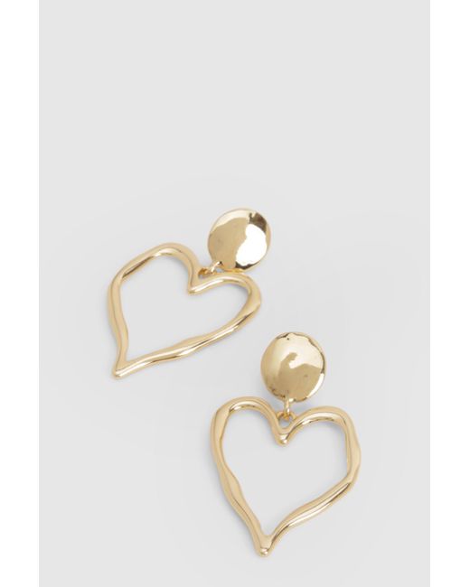 Boohoo Metallic Gold Abstract Heart Earrings