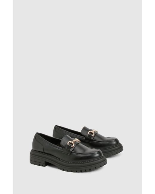 Boohoo Black Chunky Chain Loafers