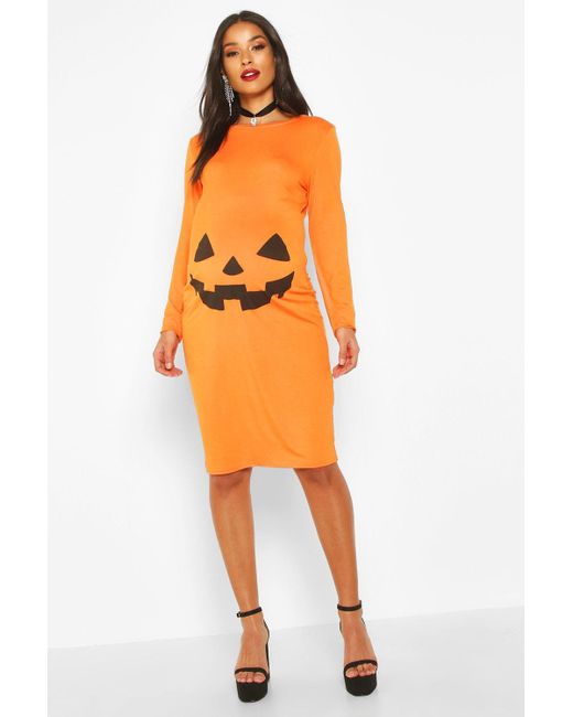 boohoo orange dress