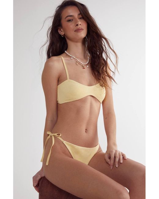 Nasty Gal Brown Toweling Cropped Tie Side Bikini Set