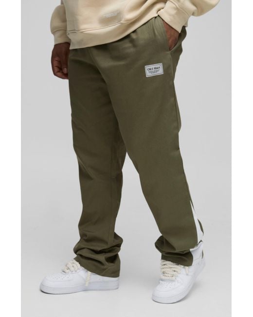 BoohooMAN Green Plus Extended Drawcord Stacked Flared Pants for men