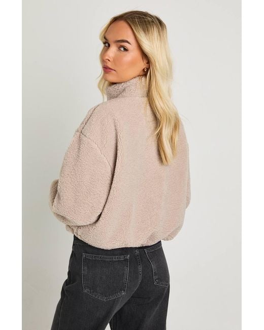 Boohoo Natural Teddy Zip Bomber Jacket