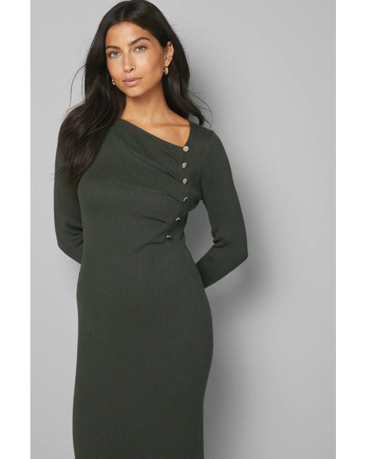 wallis knitted dresses Navy Wallis Statement Button Pleated Knitted Dress