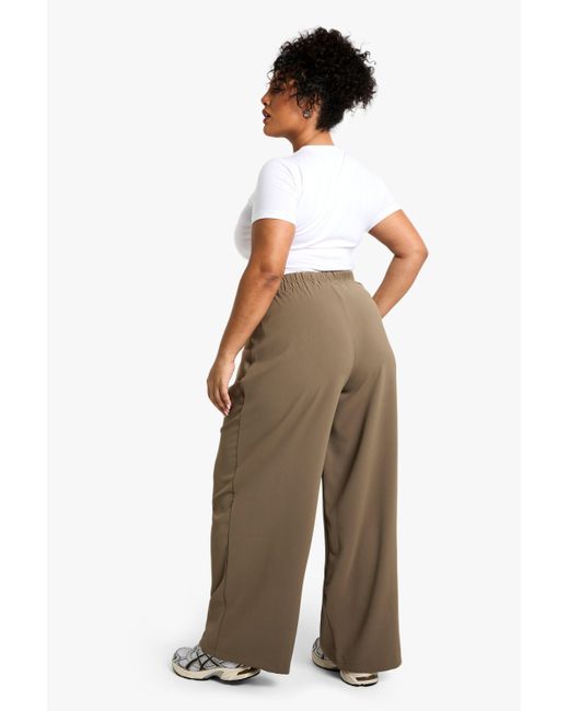 Boohoo White Plus Pleat Front Elasticated Back Trouser
