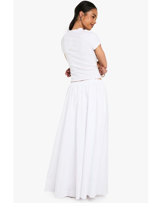 Boohoo White Woven A-Line Maxi Skirt