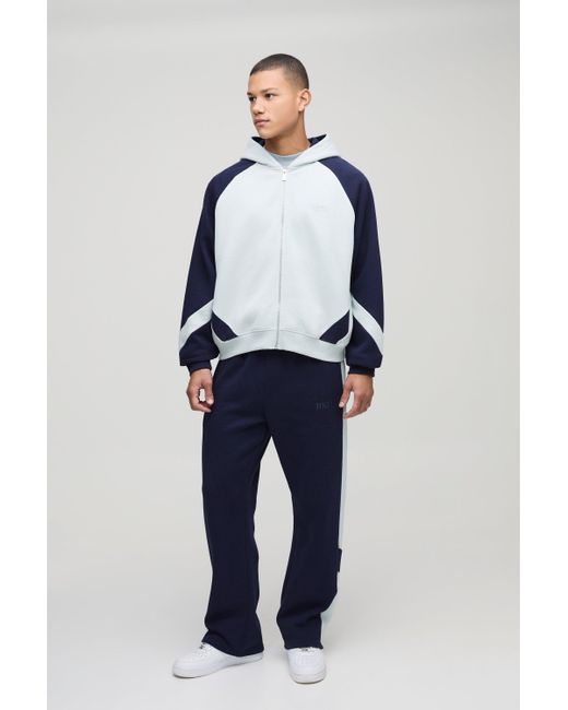 Chándal Oversize Recto Man Con Colores En Bloque Boohoo de color Blue