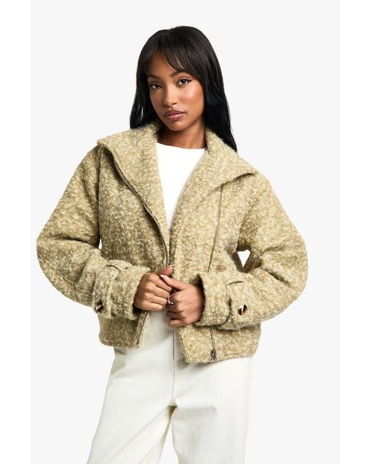 Boohoo Metallic Boucle Wool Look Jacket
