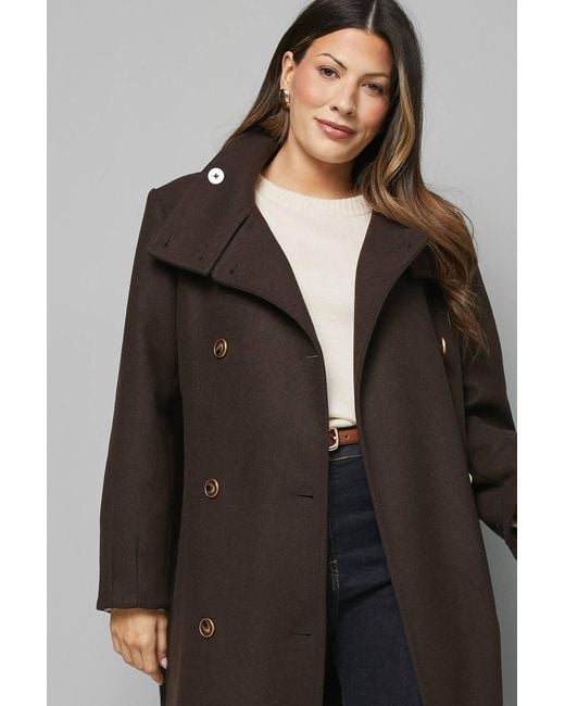 Wallis Black Funnel Neck Coat