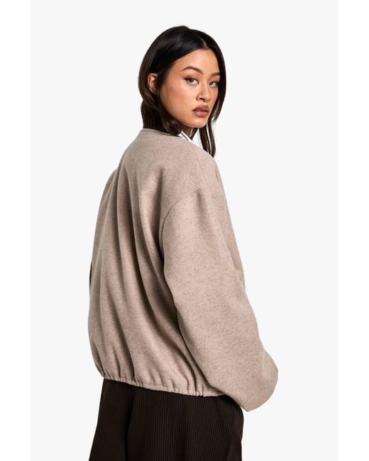 Boohoo Natural Tall Wool Look Bomber Jacket