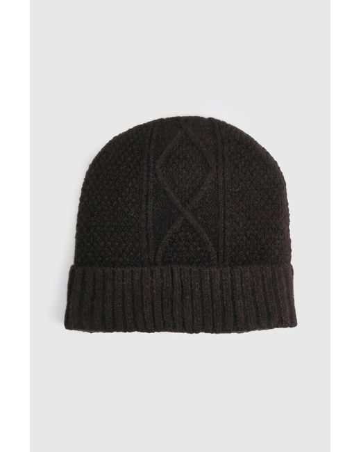 Boohoo Black Cable Knit Beanie