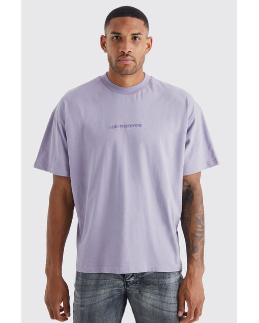 BoohooMAN Purple Tall Oversized Heavyweight Extended Neck T-shirt for men