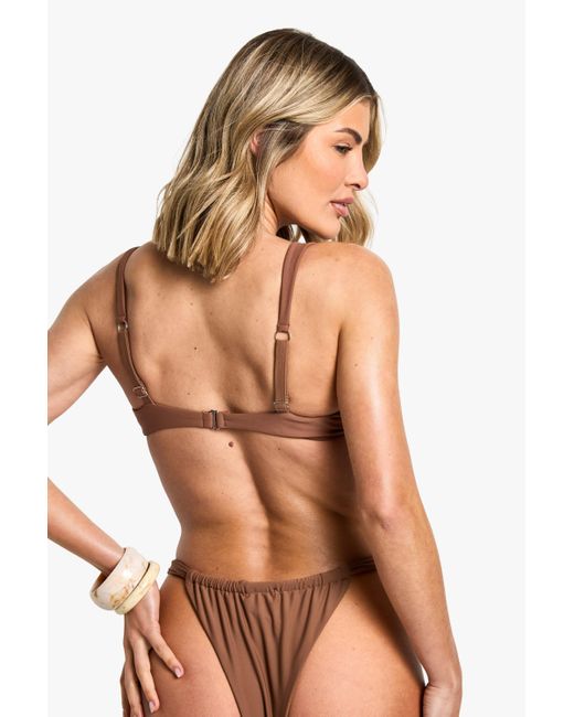Boohoo Brown Shell Trim Underwire Bikini Top