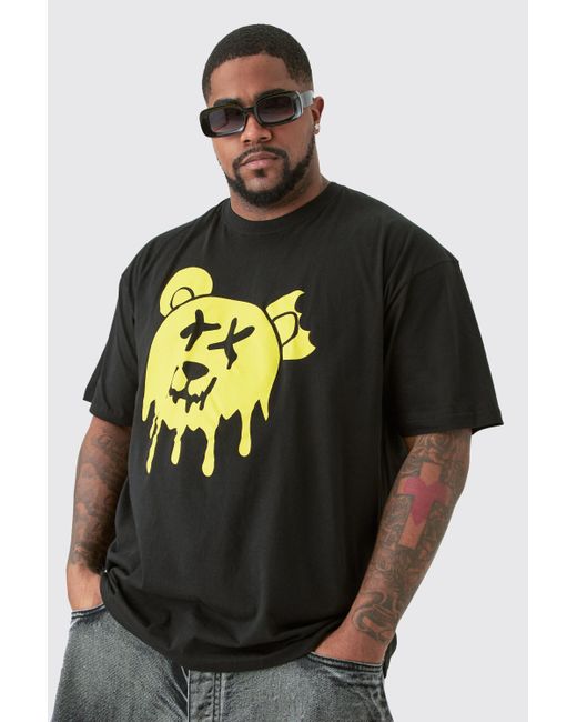 BoohooMAN Plus Drippy Evil Teddy Graphic T-shirt In Black for men