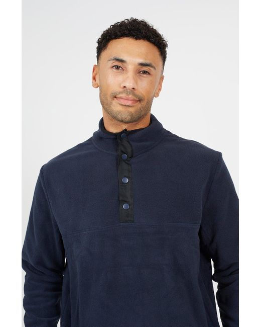 BoohooMAN Blue Brave Soul Contrast Quarter Zip Fleece for men