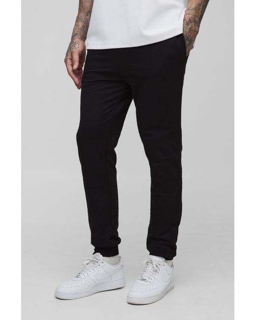 BoohooMAN Black Tall 260Gsm Loopback Skinny Fit Basic Sweatpants for men