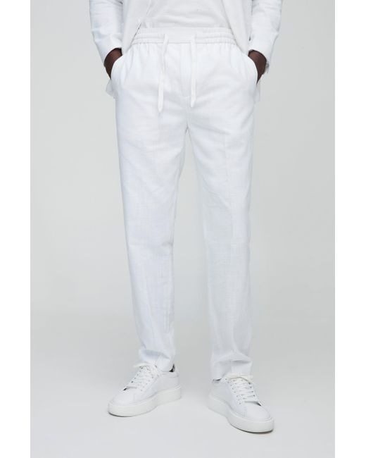 BoohooMAN Slim-Fit Hose mit elastischem Bund in White für Herren