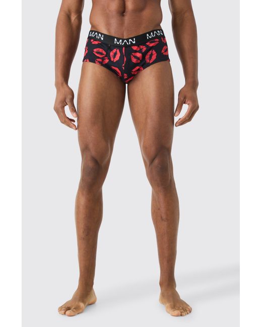 BoohooMAN Red Man Lips Printed Briefs for men