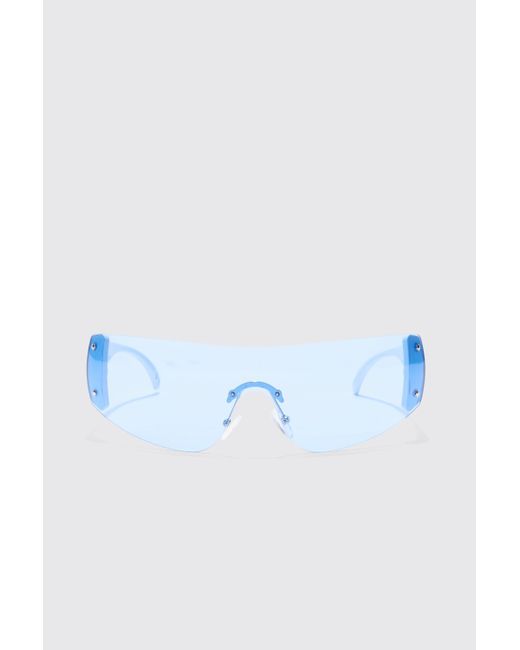 BoohooMAN Blue Wrap Visor Sunglasses for men